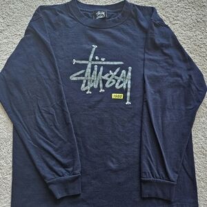 Stussy long sleeve tee Size L Navy blue